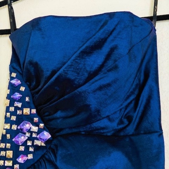 🍍Jessica McClintock Royal Blue Strapless Dress 4P - Picture 4 of 6